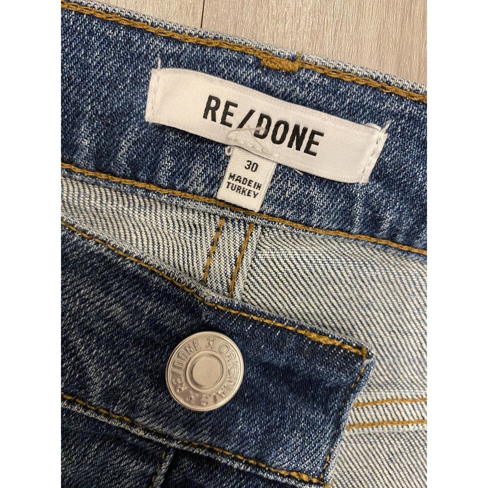 RE/DONE Jeans Womens 30 Blue 90s High Rise Ankle Crop Button Fly Distressed Blue - Picture 8 of 10